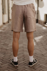 Ares casual linen shorts in Rosy Brown