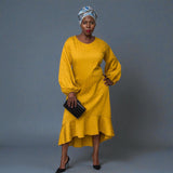 Plus Size Gold Leopard Print Jacquard Midi Dress - Aphrodite - Up to UK 24/US 20