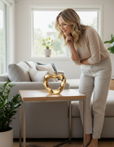 ANYHOUZ Gold Apple Nordic Sculpture Figurine – Realistic Statue Ornament for Modern Home Decor