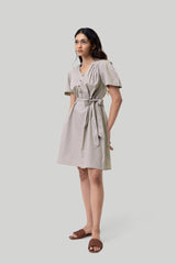 Pleated Tent Dress in Ecru