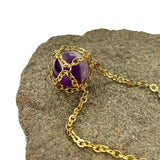 Caged Golden Brass Caged Amethyst Necklace