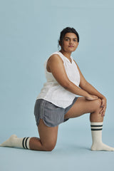 Power Play Shorts in Grey Denim