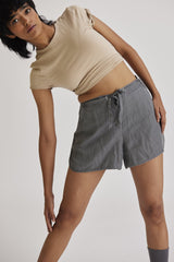 Power Play Shorts in Grey Denim