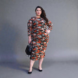 Boudicca Orange Camouflage Ruched Midi Dress -Inclusive Plus Size up to UK 20 / US 16