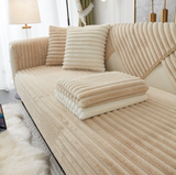 Anyseat Sofa Towel Super Soft Linear Camel Rabbit Plush Quilted Couch Cover L-shaped Sectional Anti-slip Sofa Cover