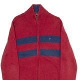 TOMMY HILFIGER Mens Patterned Jumper Red Tight Knit L