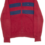 TOMMY HILFIGER Mens Patterned Jumper Red Tight Knit L