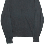 TOMMY HILFIGER Premium Cotton Mens Jumper Blue 1/4 Zip Tight Knit L