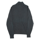TOMMY HILFIGER Premium Cotton Mens Jumper Blue 1/4 Zip Tight Knit L