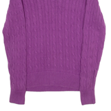 TOMMY HILFIGER Womens Patterned Jumper Purple V-Neck Cable Knit XL