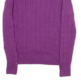 TOMMY HILFIGER Womens Patterned Jumper Purple V-Neck Cable Knit XL