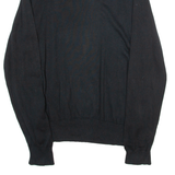 TOMMY HILFIGER Mens Jumper Black V-Neck Tight Knit M