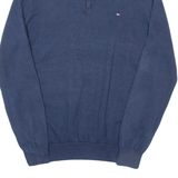 TOMMY HILFIGER Mens Jumper Blue 1/4 Zip Tight Knit L