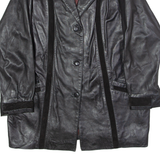 ERREDOS Womens Blazer Jacket Black Leather 90s Striped M