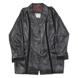ERREDOS Womens Blazer Jacket Black Leather 90s Striped M