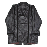 ERREDOS Womens Blazer Jacket Black Leather 90s Striped M