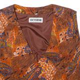 OXYGENE Womens Blazer Waistcoat Orange Viscose 90s Paisley M