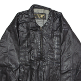 Mens Biker Jacket Black Leather 90s L