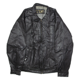 Mens Biker Jacket Black Leather 90s L