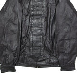 Mens Biker Jacket Black Leather 90s L