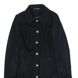 LIU JO Womens Overcoat Coat Black Flannel Wool S