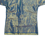 Mens T-Shirt Blue Button Neck S