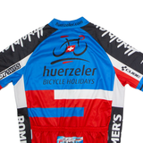 MAX HUERZELER Full Zip Cycling Mens Jersey Blue High Neck M