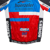 MAX HUERZELER Full Zip Cycling Mens Jersey Blue High Neck M