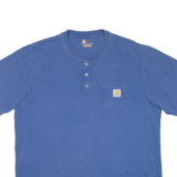 CARHARTT Mens T-Shirt Blue Button Neck L