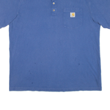 CARHARTT Mens T-Shirt Blue Button Neck L