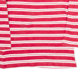 TOMMY HILFIGER Womens Jumper Red Striped V-Neck Tight Knit S