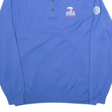 POLO SPORT RALPH LAUREN Mens Jumper Blue Button Neck Tight Knit XL