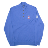 POLO SPORT RALPH LAUREN Mens Jumper Blue Button Neck Tight Knit XL