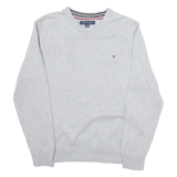 TOMMY HILFIGER Womens Jumper Grey V-Neck Tight Knit M
