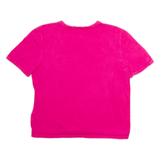LAUREN RALPH LAUREN Womens Jumper Pink V-Neck Tight Knit Short Sleeve L