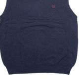 CHAPS Mens Vest Blue V-Neck Tight Knit Sleeveless L