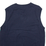 CHAPS Mens Vest Blue V-Neck Tight Knit Sleeveless L
