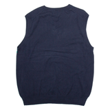 CHAPS Mens Vest Blue V-Neck Tight Knit Sleeveless L