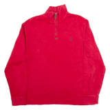 POLO RALPH LAUREN Mens Jumper Red 1/4 Zip Tight Knit L
