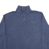 POLO RALPH LAUREN Mens Jumper Blue 1/4 Zip Tight Knit 2XL