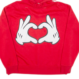 DISNEY Mickey Mouse Loveheart Womens Red Hoodie S