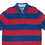 TOMMY HILFIGER Custom Fit Mens Polo Shirt Red Striped XL