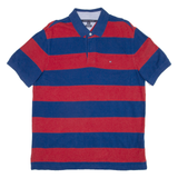 TOMMY HILFIGER Custom Fit Mens Polo Shirt Red Striped XL