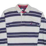TOMMY HILFIGER Mens Polo Shirt Blue Striped Long Sleeve L
