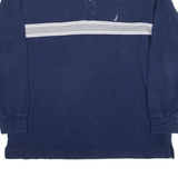 NAUTICA Mens Polo Shirt Blue Striped Long Sleeve L