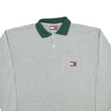 TOMMY HILFIGER Mens Polo Shirt Green Long Sleeve L