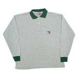 TOMMY HILFIGER Mens Polo Shirt Green Long Sleeve L
