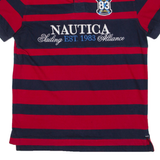 NAUTICA Mens Polo Shirt Red Striped L