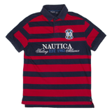 NAUTICA Mens Polo Shirt Red Striped L