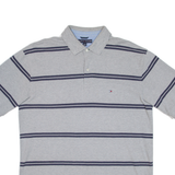 TOMMY HILFIGER Mens Polo Shirt Grey Striped XL